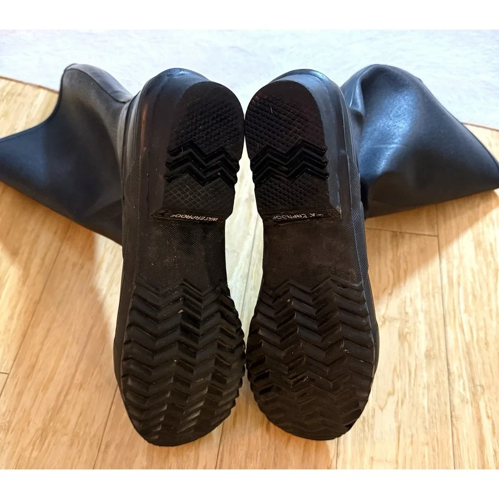 Sorel Womens Size 8 Rain Snow Tall Gloss Black Waterproof Pull On Boots No Soles